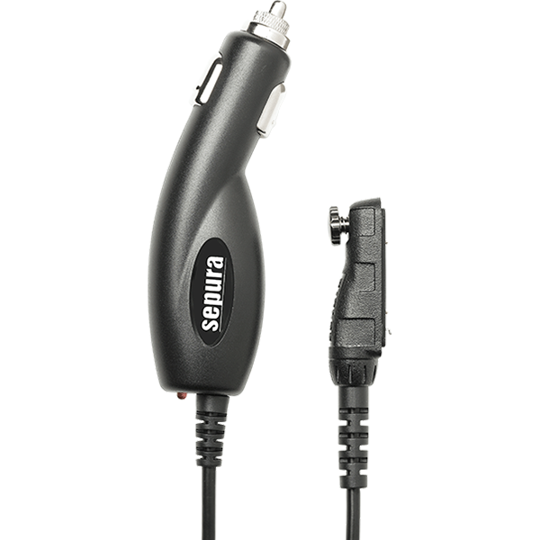 STP Vehicle Rapid Charger in black which can be plugged into 12-24V DC output plugged straight into radio