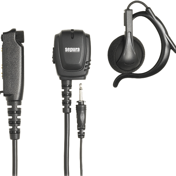 RAC Two-Wire Kit: G-Type Ear Hanger including in-line PTT with microphone and bayonet-fitted earpiece