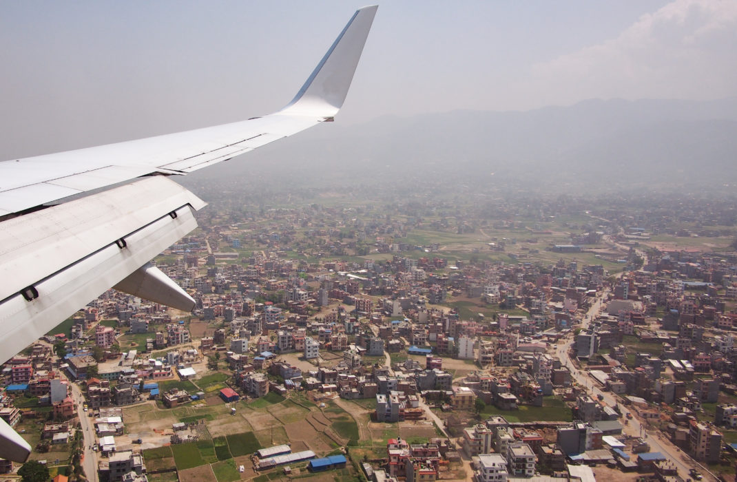 Aeroplane coming into land in Nepal HR