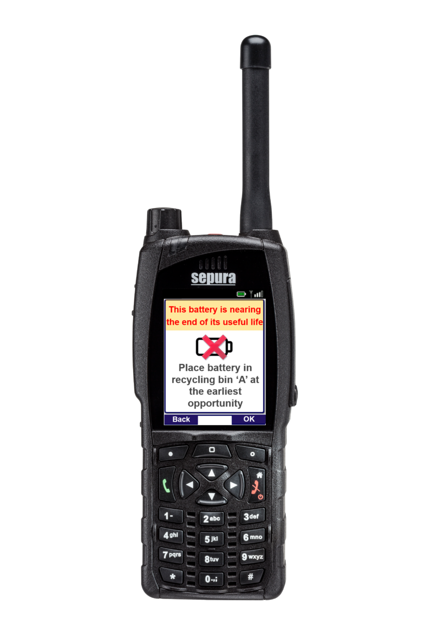 Sepura SC20 hand-portable radio Battery Date Checker application screen
