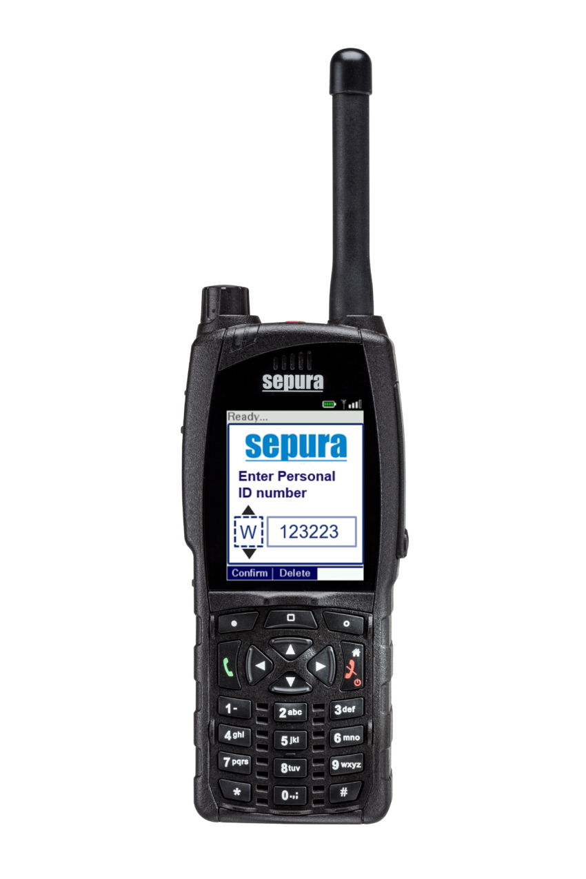 Sepura SC20 hand-portable radio Asset Track application screen